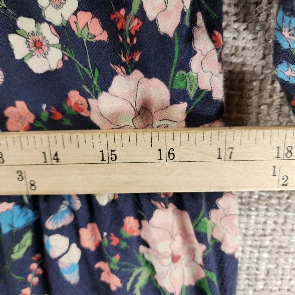 Tea Collection Womens S Blue Floral Midi Dress Stretch Knit Cottage 3/4 Sleeve - Picture 6 of 11